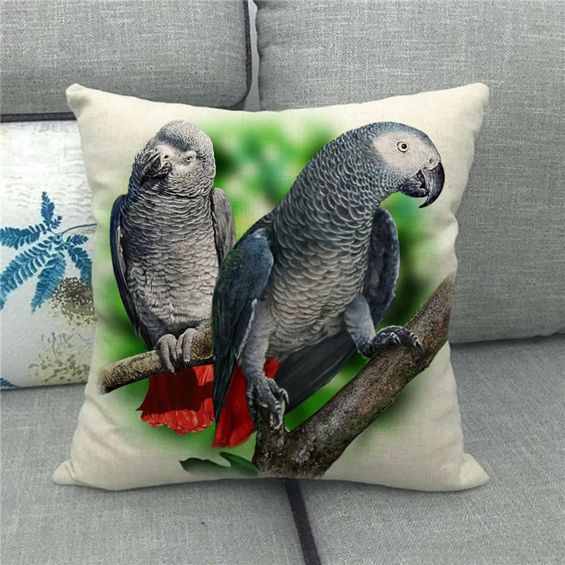 

MOEOIO Полиэстеровый чехол для подушки с принтом попугаев и птиц