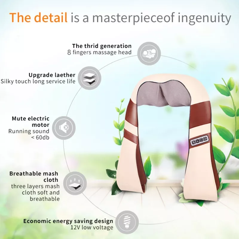 

Jinkairui Multifunction Electric U Shape Massage Shawl 4 Or 6 Keys Kneading Heating Shiatsu Fatigue Relieve Car Home Use Gift