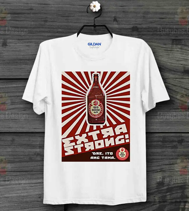 Очень сильная футболка унисекс с логотипом красного лошади и пива Филиппины