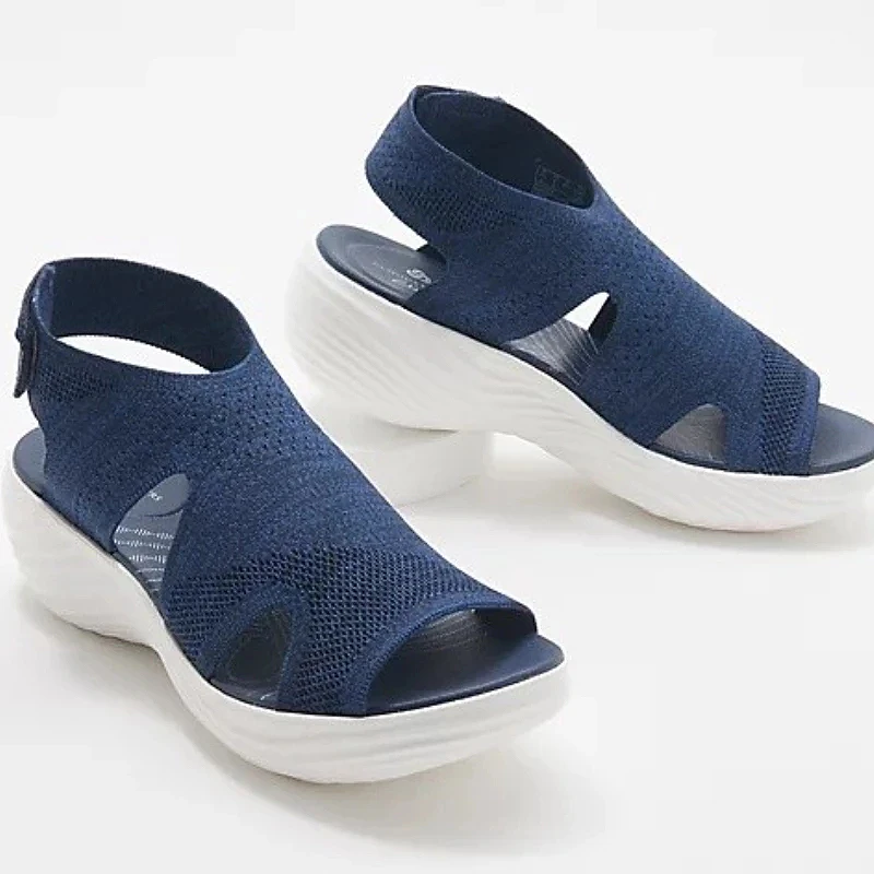 

Summer Women Sandals Leisure Mesh Platform Velcro Cozy Solid Ladies Shoes Female Breathable Non-slip Peep Toe Slingback Footwear