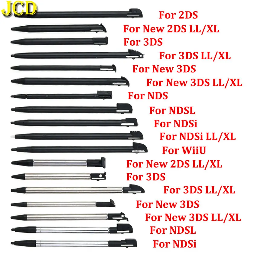 JCD 1PCS For NDS Lite NDSL NDSi WiiU Metal Adjustable Telescopic Stylus Plastic Touch Screen Pen For 2DS 3DS New 2DS 3DS LL XL