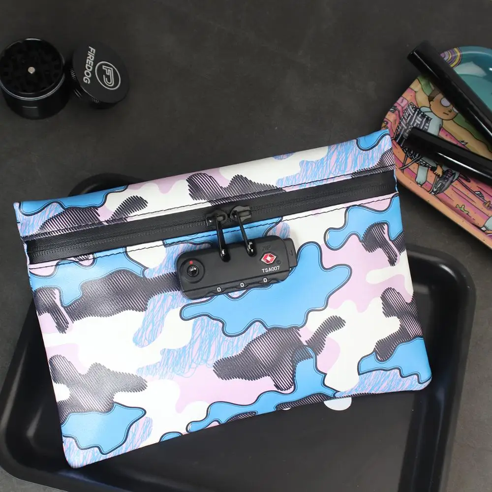 

Smell Proof Herb Tobacco Bag Pouch Case Cigarette Smoking Stash Bag with Combination Lock Lighter Cigarette Tobacco Stash Bag