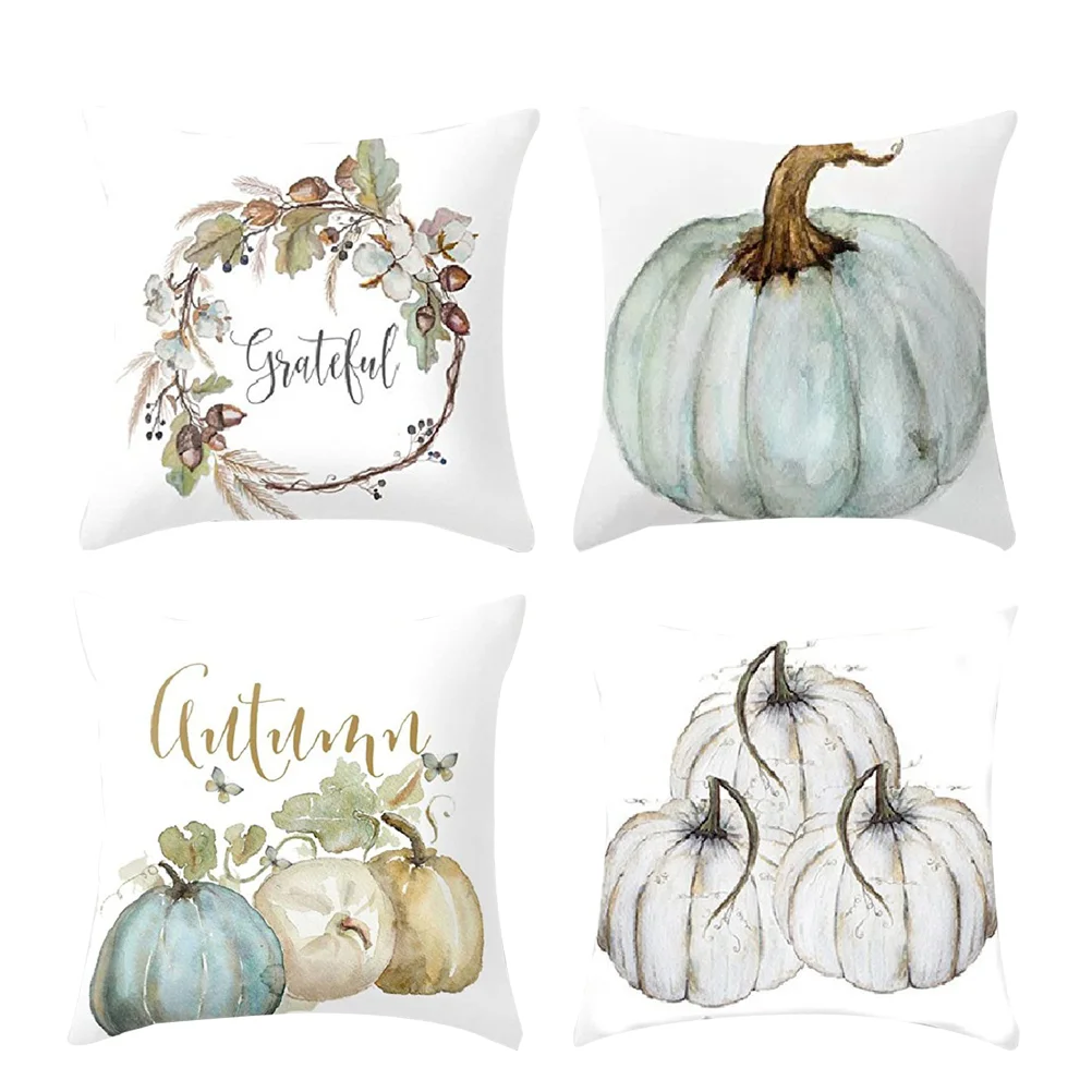 

Pillow Cover Covers Throw Pumpkin Fallpillowcase Case Autumn Cushion Plush Thanksgiving Pattern Decorations Harvest Decor Sofa