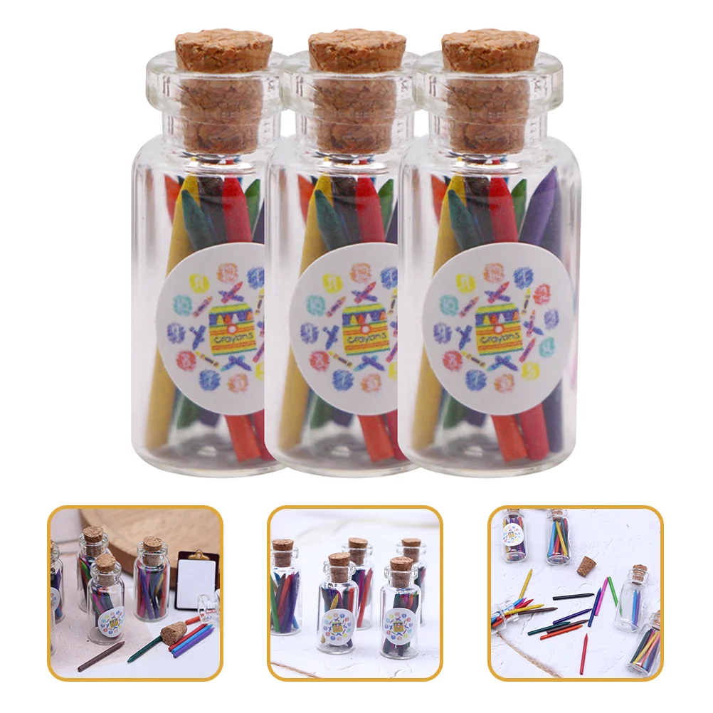 

Набор мелков для кукольного домика, миниатюрные украшения для миниатюрных мини бутылок, миниатюрные бутилированные куклы, аксессуары для игрушек, декоративные микро-украшения для ландшафта, 3 набора