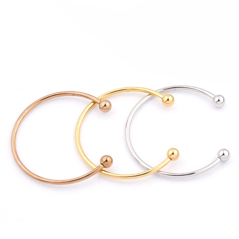 2 Pcs 2022 New Stainless Steel Bracelet Handmade Jewelry Two Beads Men And Women Adjustable Bangle Making Accessories Wholesale
