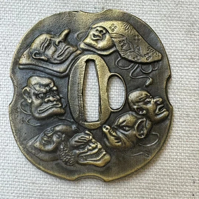 Фото Украшение дома, часть меча, защита лезвия Tsuba, семь головы монстра, использование самурая, катана, ножи, сабля №1