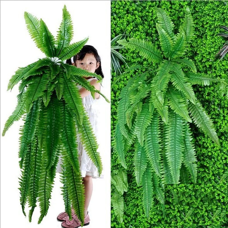 

Artificial Green Plants Large Persian Leaf Wall Hanging Grass Fern Plants Wall Materials Home Wedding Party Garden Decoration