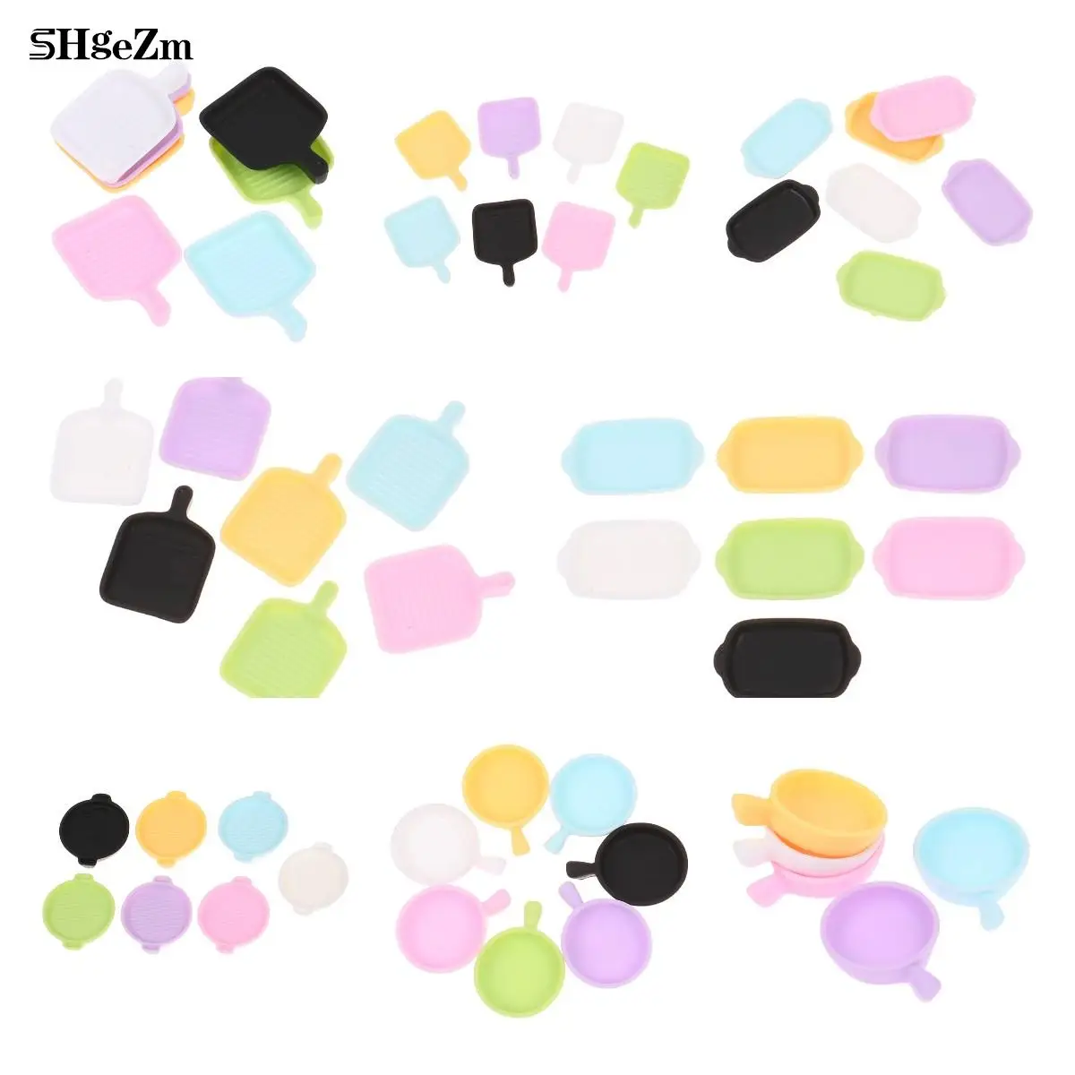 

1:12 Scale Dollhouse Miniature Macaron Color Frying Pan Cooking Pot Dinner Plate Cookware Kitchen Cooking Kit Toys Accessories