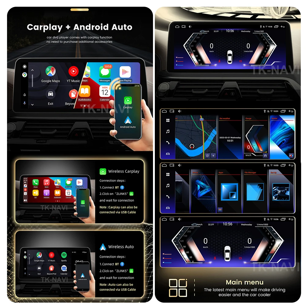 12 3 &quotAndroid 13 Auto ID8 CarPlay для BMW 4 серии F30 F31 F32 F33 F34 F36 NBT EVO RHD Радио Автомобильный