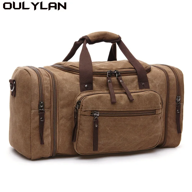 

Oulylan Fashion Travel Bag Men Portable Canvas Messenger Backpack Casual Large Capacity Shoulder Bag Luggage Storage Bag New