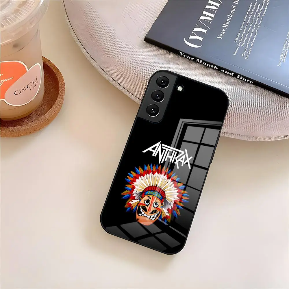 Фото Чехол для телефона с изображением группы Heavy Metal A-Anthrax для Samsung S26 S25 S24 S23 S22 Ultra Plus Fe A57 A37 A17 A27 5G, стеклянная накладка №5