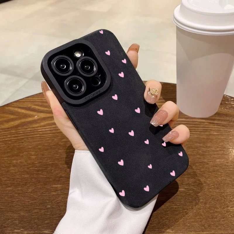 Фото Модный чехол для телефона с розовым сердечком для iPhone 15 16 17 14 13 12 11 Pro Max Air XR X XS 7 8 Plus SE 2022 Противоударный чехол №3