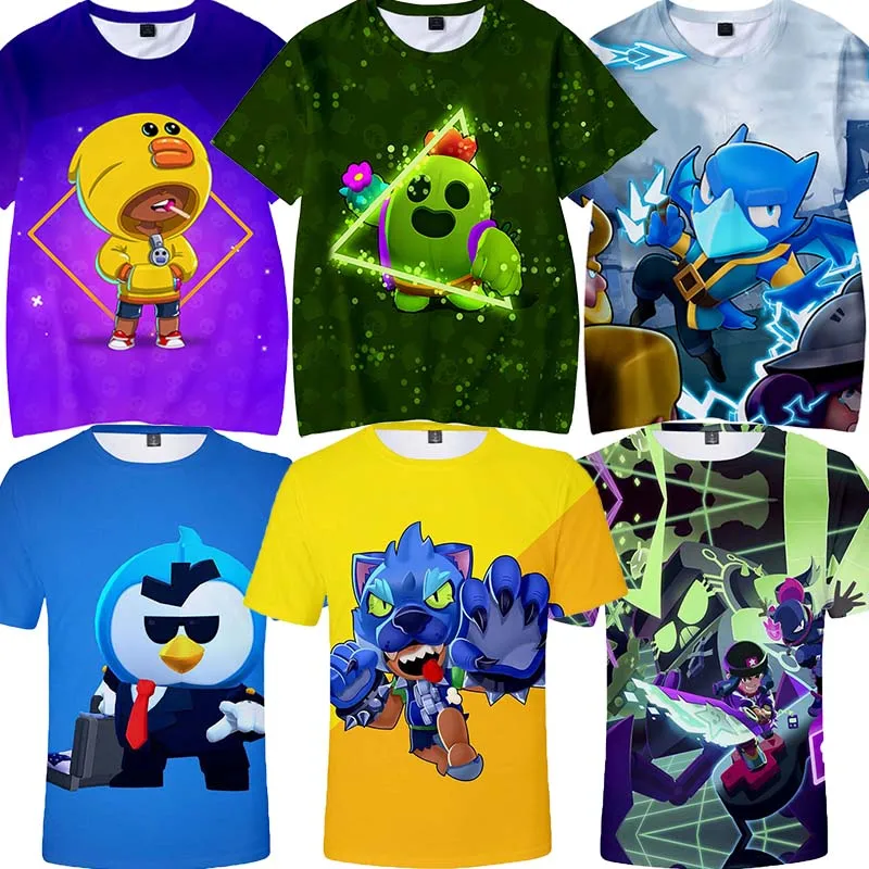 

6 To 19 Years Kids Crow T Shirts Leon Sandy Spike and Star, Game PRIMO 3D Boys Girls Cartoon Tops Teen Clothes