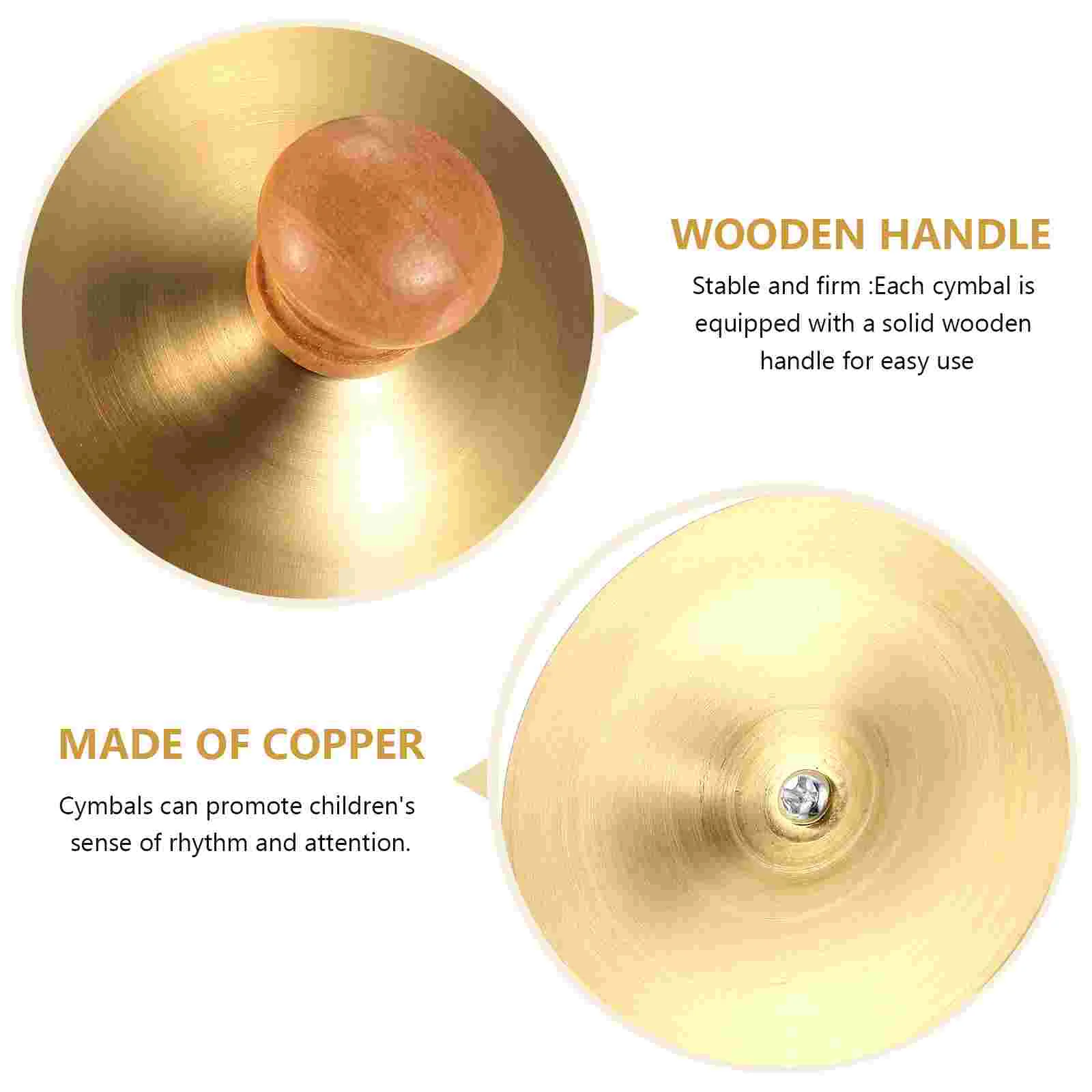 Copper Cymbal Finger Cymbals Instrument Toys with Handles Small Zills Musical Kids