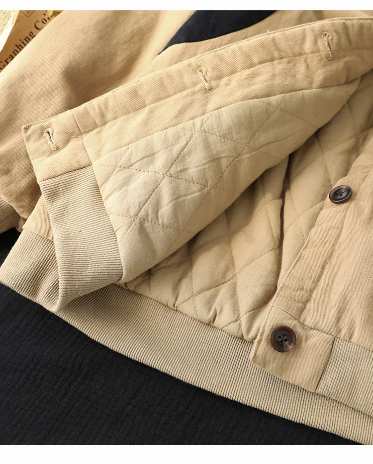 Retro twill brushed winter new  women's color-blocking wide padded jacket  clothing  coat women  Cotton  Solid  Winter