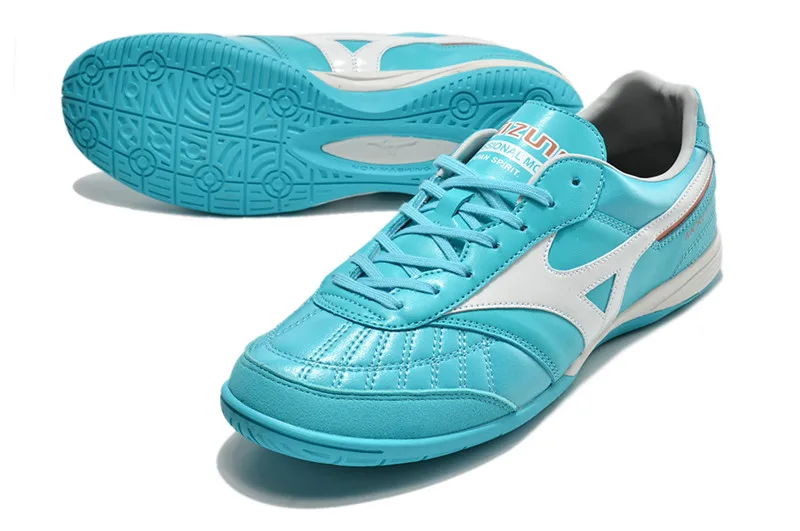 Authentic Mizuno Creation MORELIA IC M8 Men's Sports Shoes Mizuno Outdoor Sneakers Aqua/White Color Size Eur 40-45