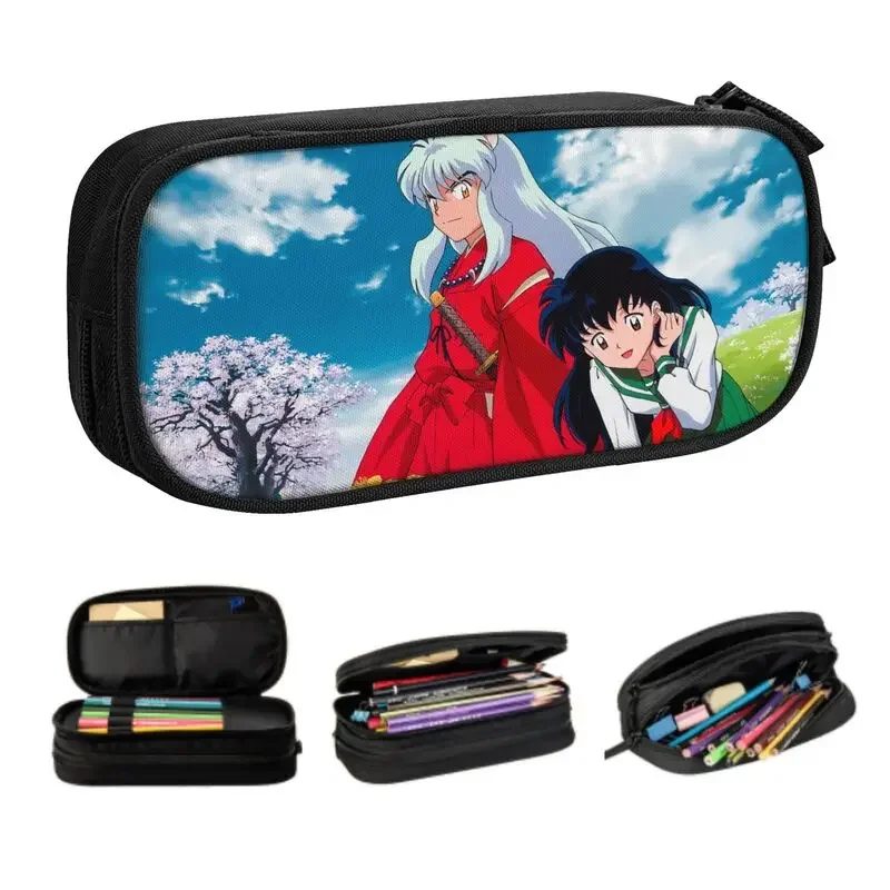 

Fashion Inuyasha Kawaii Pencil Case Girl Boy Large Storage Anime Higurashi Kagome Pencil Box Students Stationery