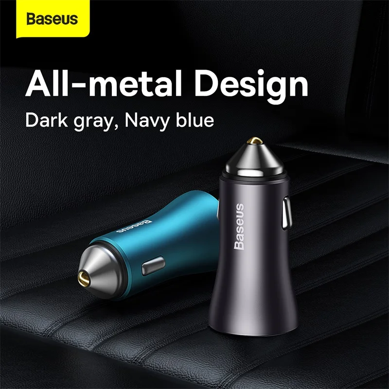 Baseus 60W Car Charger Quick Charge 4.0 3.0 Type C PD Fast Charging FCP SCP AFC Car Charger For Xiaomi iPhone Huawei Samsung