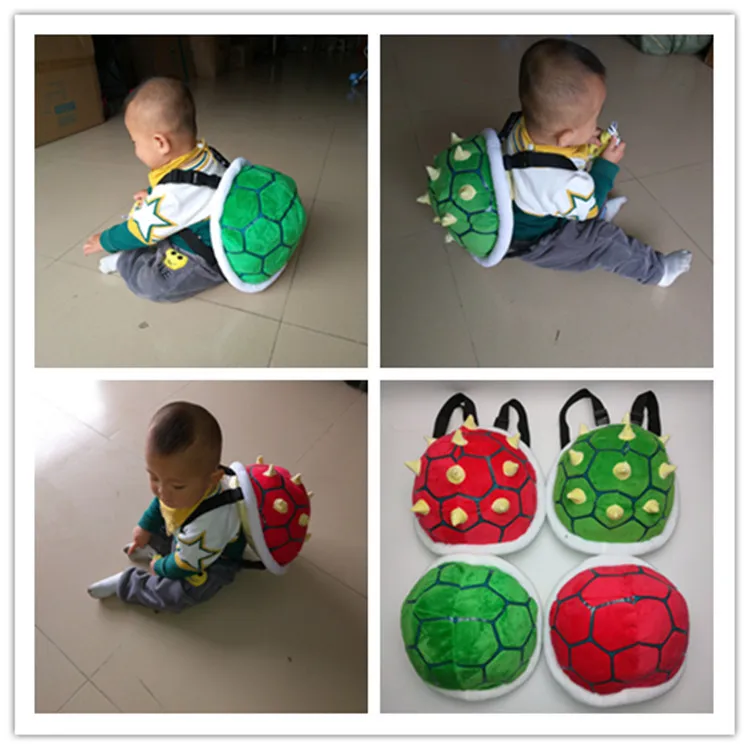 

4Style 30cm Anime Koopa Turtle School Bag Turtle Shell Green Bowser Toys Backpack Kawaii Birthday Gift For Children