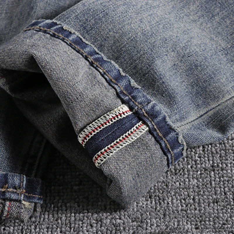 American-style heavy-washed youth hanging boots pants make old trendy stereo slim tapered men's jeans.