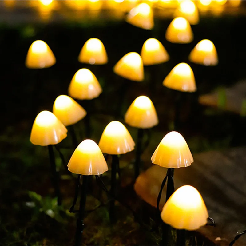 Solar Cute Mushroom Fairy Light Garden Garlands Lighting Decoration Solar Lawn Yard Patio Lamp Christmas Outdoor Waterproof Lamp