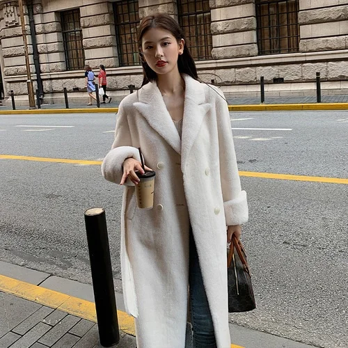 

Women Elegant Jacket Sheep Shearing Autumn Winter 2023 100% Real Wool Overcoat Female Korean Chaquetas Para Mujer Gxy1222