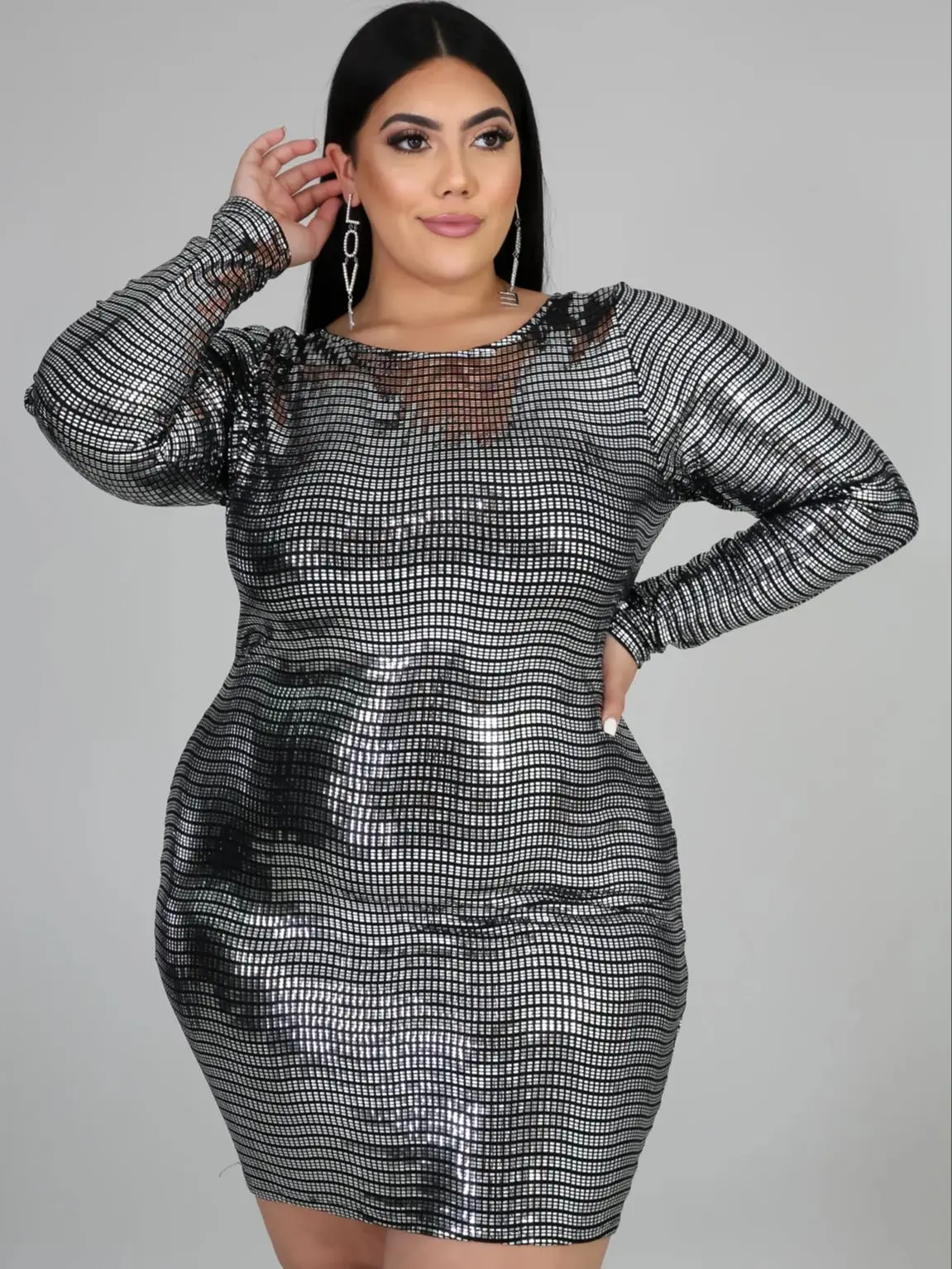 Женское кожаное платье большого размера