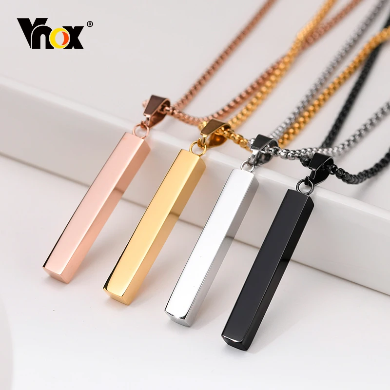 

Vnox Rectangle Pendant Necklaces for Men, Solid Stainless Steel Metal Box Chain Necklace Jewelry Gift