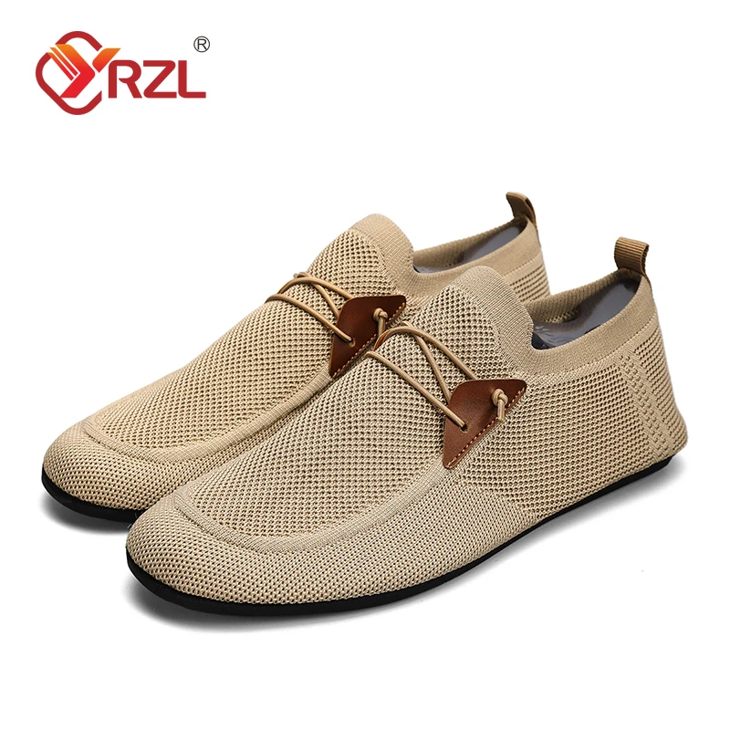 YRZL Mesh Loafers Men Driving Moccasins Thin Bottom Flats Walking Shoes Breathable Non Slip Casual on Mens