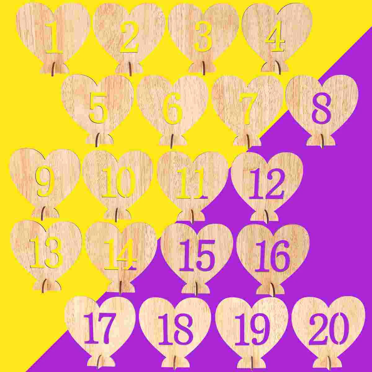 

20 Pcs Table Desk 1- 20 Table Numbers Wedding Table Table Numbers Wedding Wooden Banquet Table Numbers