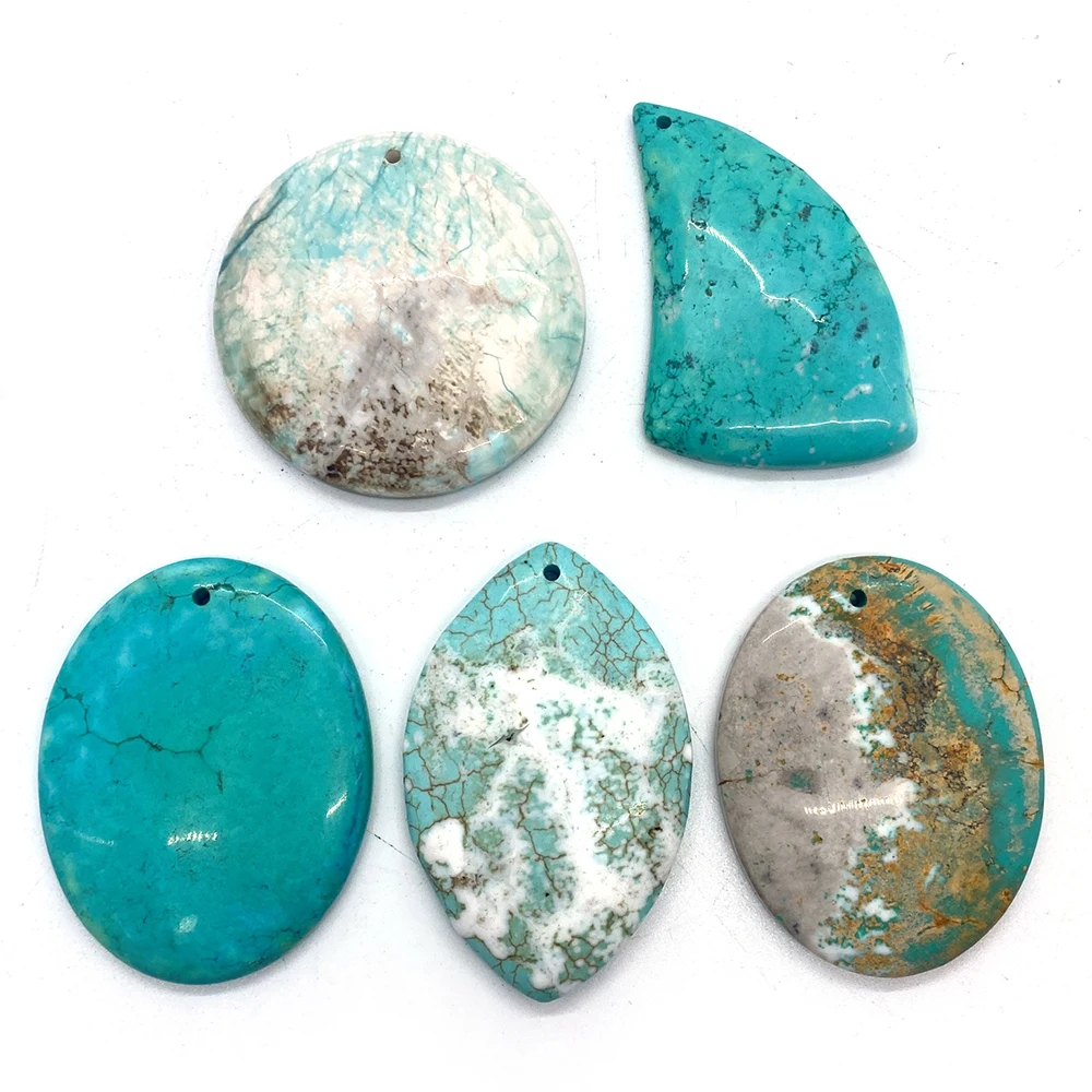 

5pcs New Fashion Turquoise Pendant Necklace Boho Jewelry Girl Charm for DIY Charm Necklace Earrings Accessories Bracelet Gift