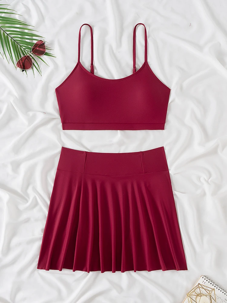 Бикини 2025 Новый купальник женский пуш-ап однотонный комплект бикини на слинге