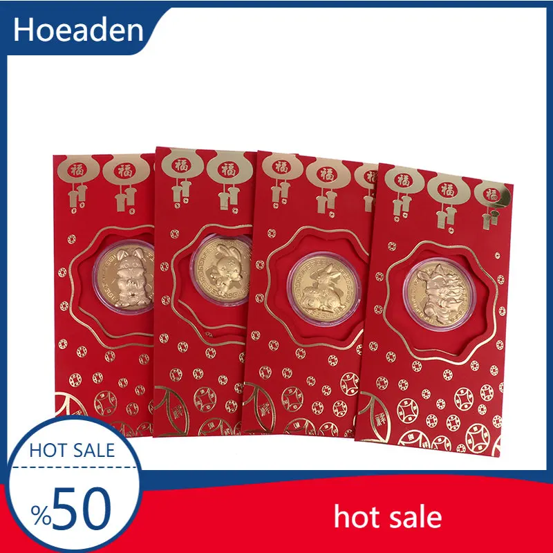

2023 Year of the Rabbit Commemorative Coin New year Red Envelope Gold Foil Decoration Souvenirs Spring Festival Gift