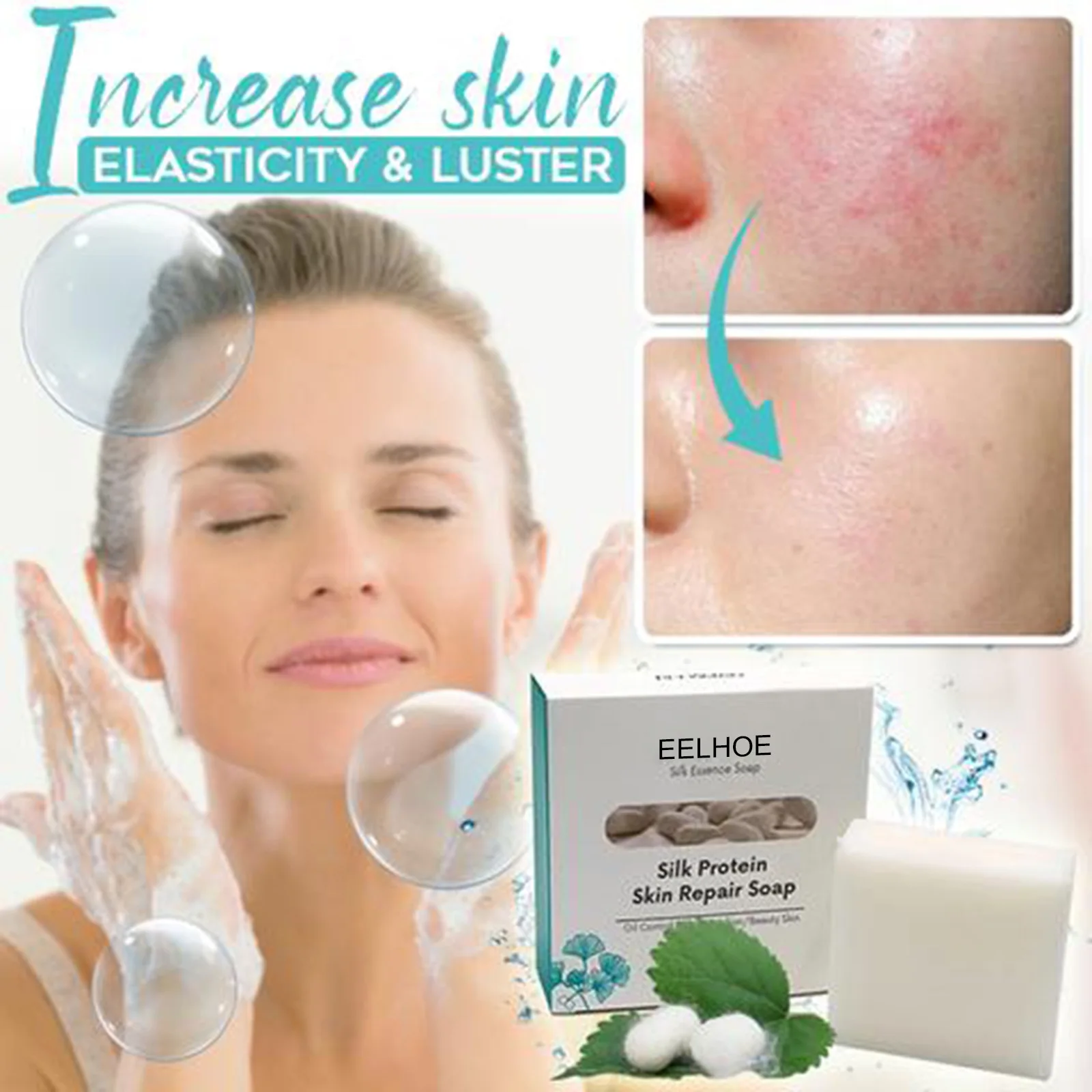 

Silk Protein Skin Repair Soap Facial Cleaning Soap Remove Mites Blackheads Natural Goat Milk Cleansing Bath Skin Oil 100g