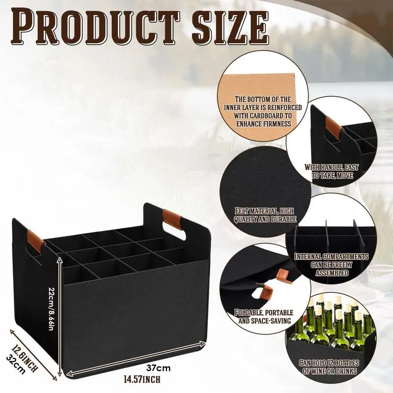 Портативная сумка для вина 12 бутылок сумка-переноска из войлока складная