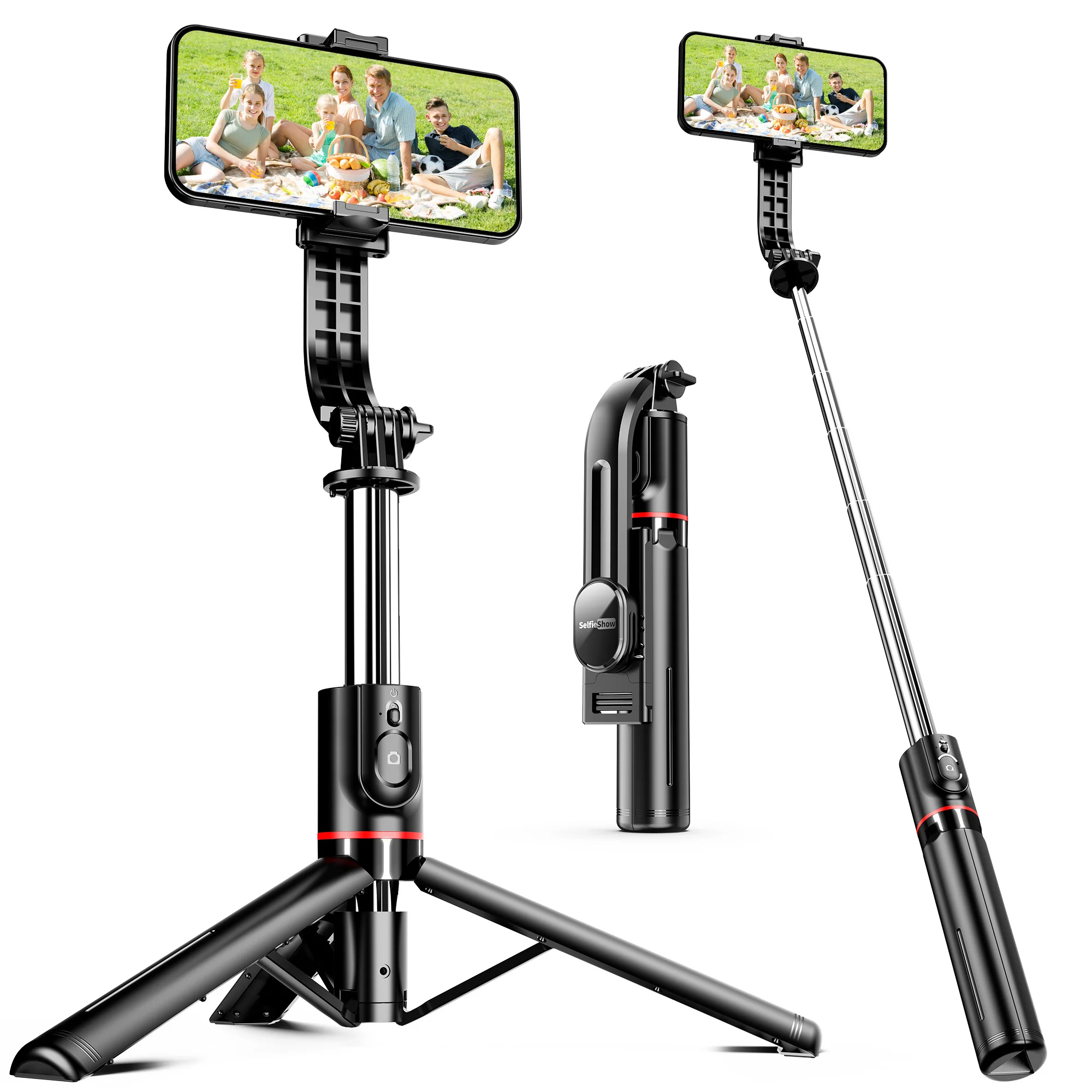 Portable Selfie Stick With Wireless Remote Control Smartphone Tripod Stand, Compatible IPhone Android，Ups package