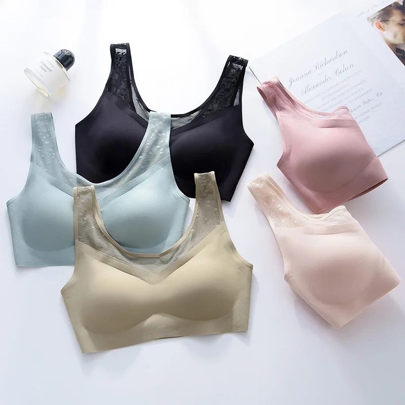 

Latex underwear V4 light oxygen seamless mesh back breathable exercise comfortable yoga hoop free bra vest style women bra