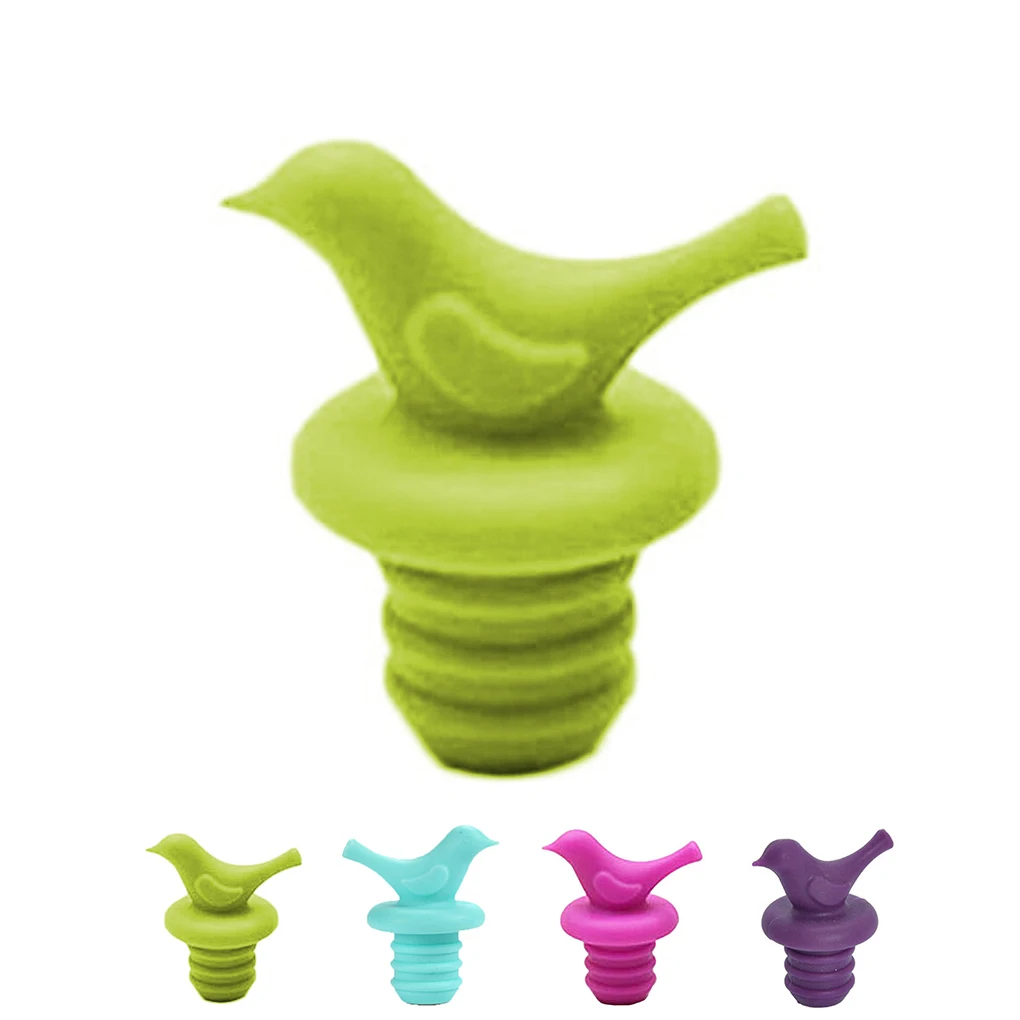 

Bird Shaped Wine Bottle Stopper Silicone Cork Reusable Champagne Beverage Beer Pourer Plug Party Wedding Decoration