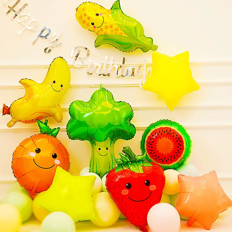 

Милый шар в виде Инопланетянина с фруктами и овощами, алюминиевая пленка из алюминиевой фольги, детское украшение для дня рождения в классе