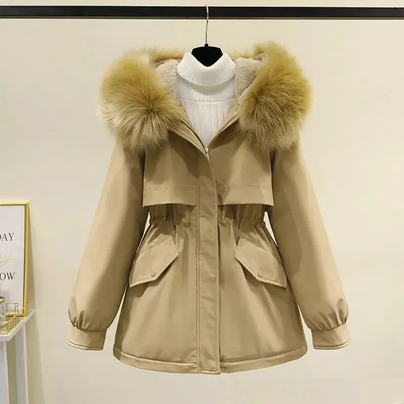 New2022 Cotton Padded Down Jacket Women Mid-length New Style Winter Plus Size 2XL Hooded  Winter Jacket Coat Loose Down Parka