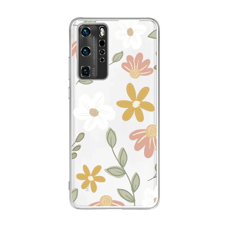 

FHNBLJ Flower illustration Phone Case for Samsung S20 S10 lite S21 plus for Redmi Note8 9pro for Huawei P20 Clear Case