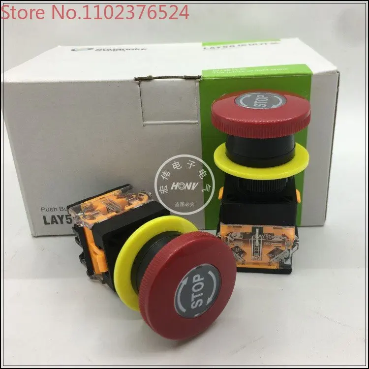 

8PCS Electrical 22mm emergency button Emergency stop button Stop button LAY50-22C-11Z emergency stop switch