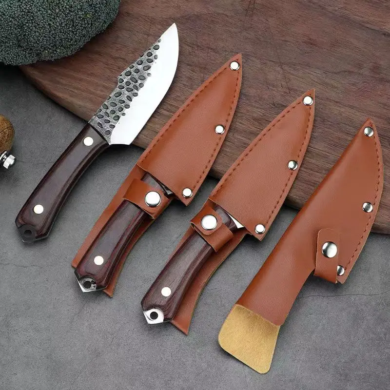 4inch Hunting Fishing Knife Kitchen Utility Paring Knife with Sheath Meat Fruit Fish Cutting Cleaver Portable Lightweight Knives