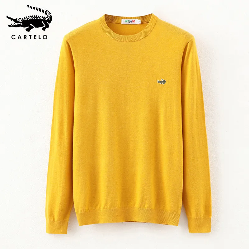 Cardinal Men's Pullover Cotton Fashion Trend Embroidery Solid Color Undercoat Casual Versatile Pullover Crew Neck Sweater
