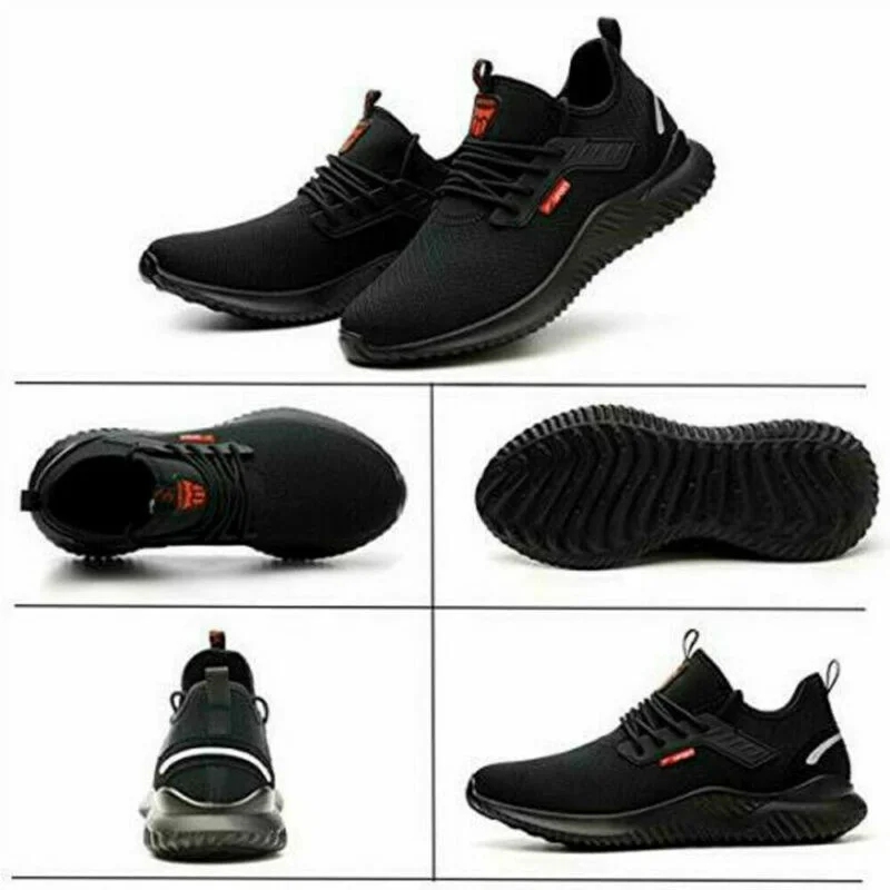 Work Black Sports UK Safety Shoes for Toe Trainers Lightweight Men Women Steel