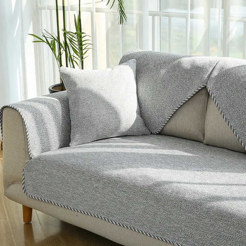 Cotton Linen Corner Sofa Covers for Living Room Non-slip Sofa Covers Sofa Chaise Cover Lounge Couch Cover 3 Seater Sofa Cover images - 3