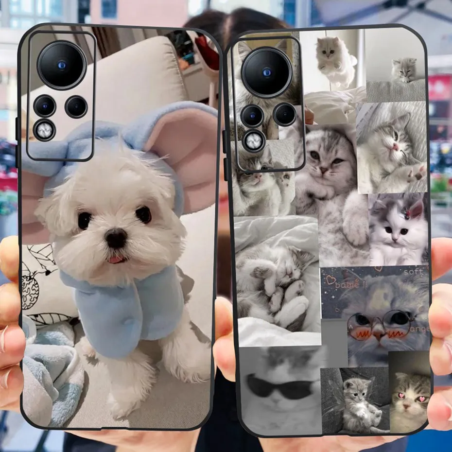 Lovely Printing Case For Infinix Note 11 Black Silicone Soft Back Cover Note11 X663 X663B Phone Cases