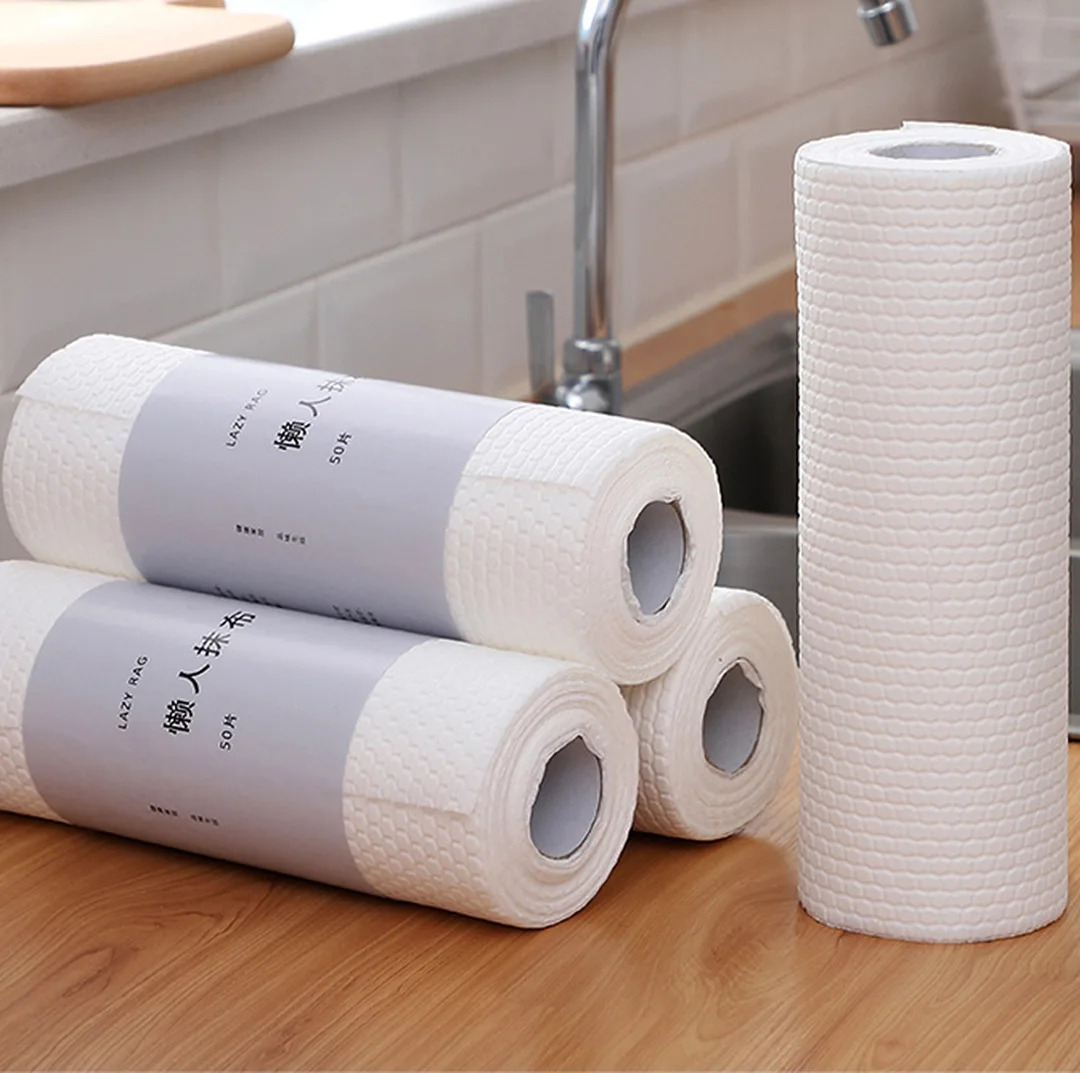 

Household Kitchen Cleaning Supplies Non-Woven Kitchen Lazy Rag Disposable Thickened Dishcloth Washable Wet And Dry Pack of 50