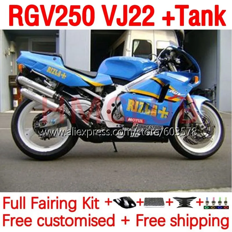 

Body+Tank For SUZUKI RGV 250 SAPC VJ22 RGV-250 RGV250 90 91 92 93 94 95 96 1990 1992 1995 1996 Fairing Kit 183No.79 glossy blue