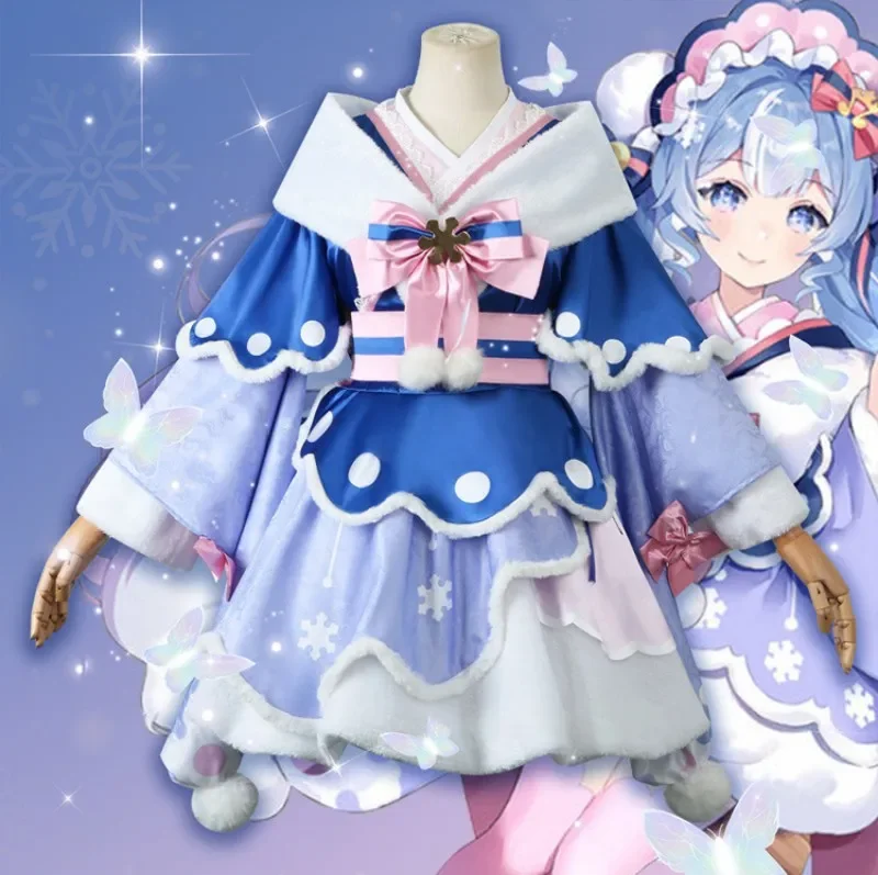 

Костюм для косплея Мику из аниме «Снег», зимнее милое платье Мику, униформа на Хэллоуин, Женский карнавальный костюм